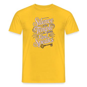 Silence – God Speaks Design - Männer T-Shirt - Gelb - Vorne - AI Model Male 178 dark (178cm)