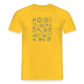 Bière traditionnelle bavaroise et symboles du costume traditionnel - T-shirt homme - jaune - Devant - AI Model Male 178 dark (178cm)