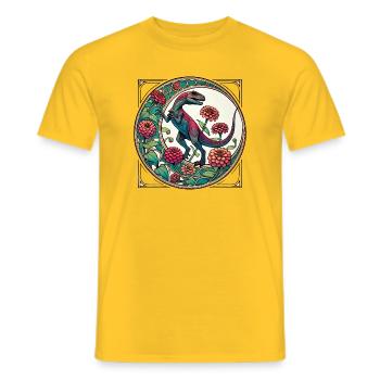 Lebendige Dinosaurier-Blumenkunst - Männer T-Shirt - Gelb - Vorne - AI Model Male 178 dark (178cm)