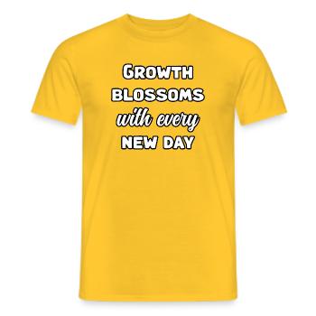 Growth Blossoms With Every New Day Design	 - Men's T-Shirt - yellow - Front - AI Model Male 178 dark (178cm)