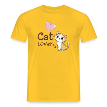 Lustiges Kätzchen-Rosa-Herz-Design - Männer T-Shirt - Gelb - Vorne - AI Model Male 178 dark (178cm)