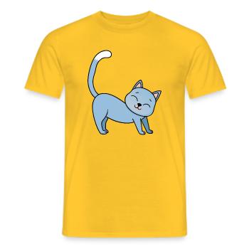 Happy Cat Playful Illustration - Men's T-Shirt - yellow - Front - AI Model Male 178 dark (178cm)