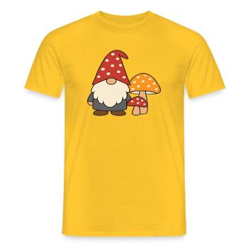 Herbstlicher Gartenzwerg-Wichtel mit Pilzen Motiv - Männer T-Shirt - Gelb - Vorne - AI Model Male 178 dark (178cm)