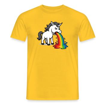 Puking Unicorn – Funny Rainbow Design - Men's T-Shirt - yellow - Front - AI Model Male 178 dark (178cm)