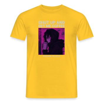 Tais-toi et apporte-moi un café Anime Girl Coffee Phonk - T-shirt homme - jaune - Devant - AI Model Male 178 dark (178cm)