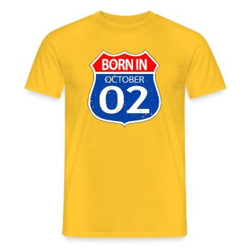 Né_en_octobre_02 - T-shirt homme - jaune - Devant - AI Model Male 178 dark (178cm)