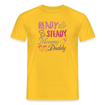 Ready Steady Mom and Dad Baby Shower Design - Men's T-Shirt - yellow - Front - AI Model Male 178 dark (178cm)