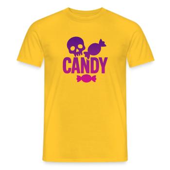 Skeleton and Whimsical Candy - Men's T-Shirt - yellow - Front - AI Model Male 178 dark (178cm)