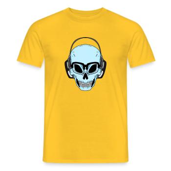 Skull with headphones and glasses - Men's T-Shirt - yellow - Front - AI Model Male 178 dark (178cm)