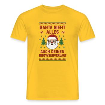 Le Père Noël voit tout - T-shirt homme - jaune - Devant - AI Model Male 178 dark (178cm)