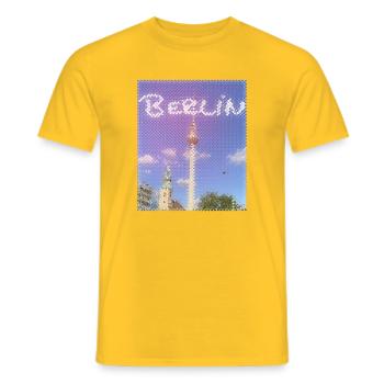 Berlin TV Tower Neon Design - Men's T-Shirt - yellow - Front - AI Model Male 178 dark (178cm)