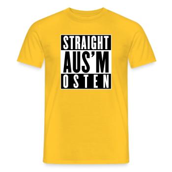 Straight aus'm Osten (Farben änderbar) - Männer T-Shirt - Gelb - Vorne - AI Model Male 178 dark (178cm)
