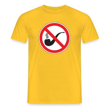 Panneau Interdiction de Fumer Pipe, Signalisation  - T-shirt homme - jaune - Devant - AI Model Male 178 dark (178cm)