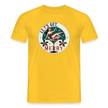 Festive Pin-Up Cocktail Design - Men's T-Shirt - yellow - Front - AI Model Male 178 dark (178cm)
