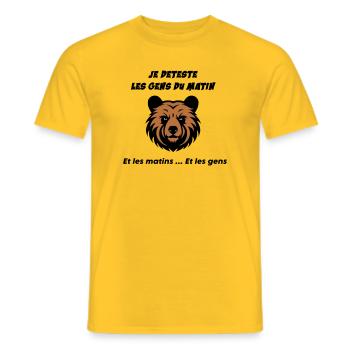 Angry Bear's Head - Men's T-Shirt - yellow - Front - AI Model Male 178 dark (178cm)