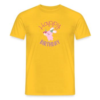 Happy birthday  - T-shirt homme - jaune - Devant - AI Model Male 178 dark (178cm)