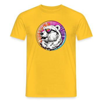 Bear with sunglasses in neon design - Men's T-Shirt - yellow - Front - AI Model Male 178 dark (178cm)
