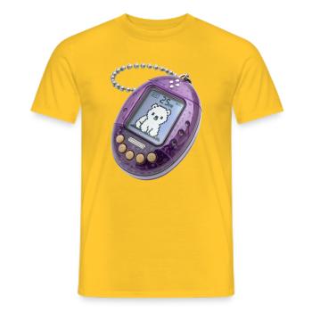 Niedlicher Pixel-Katzenwecker - Männer T-Shirt - Gelb - Vorne - AI Model Male 178 dark (178cm)