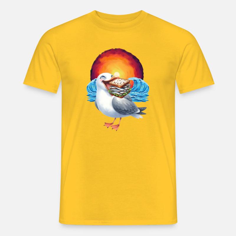 maritim Möwe Möwen Sandwich - Männer T-Shirt - Gelb
