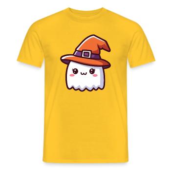 Fantôme mignon dans le chapeau de sorcière Halloween - T-shirt homme - jaune - Devant - AI Model Male 178 dark (178cm)