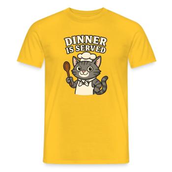 Cook Cat – Dinner is Served - Men's T-Shirt - yellow - Front - AI Model Male 178 dark (178cm)