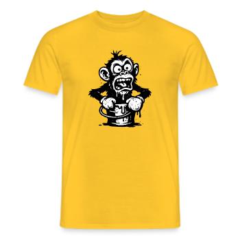 Monkey in a Bucket | Shocked monkey with dripping design - Men's T-Shirt - yellow - Front - AI Model Male 178 dark (178cm)