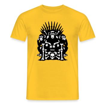 Singes sur le trône du crâne et des os - T-shirt homme - jaune - Devant - AI Model Male 178 dark (178cm)