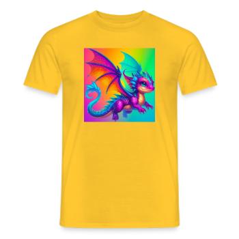 dragon - Men's T-Shirt - yellow - Front - AI Model Male 178 dark (178cm)
