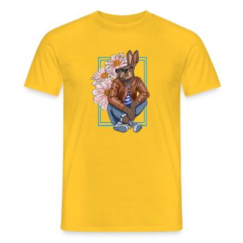 Personnage de lapin élégant avec des fleurs - T-shirt homme - jaune - Devant - AI Model Male 178 dark (178cm)