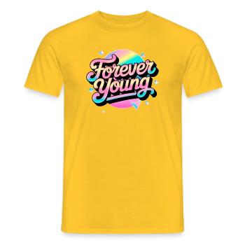 Not Old, but Forever Young. Motivational 80s 90s - Men's T-Shirt - yellow - Front - AI Model Male 178 dark (178cm)