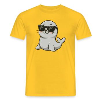 Cool otter with sunglasses - Men's T-Shirt - yellow - Front - AI Model Male 178 dark (178cm)