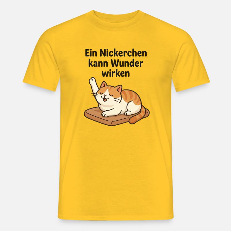 Witziges Kätzchen Nickerchen  - Männer T-Shirt - Gelb