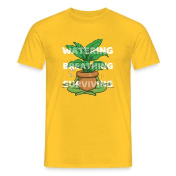Arroser, respirer, survivre - dicton motivant - T-shirt homme - jaune - Devant - AI Model Male 178 dark (178cm)