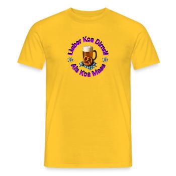 Better Koa Dirndl than Koa Mass - Men's T-Shirt - yellow - Front - AI Model Male 178 dark (178cm)