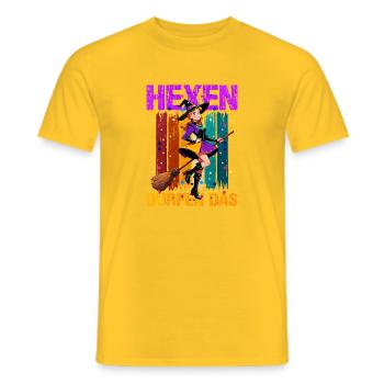 Hexen Magierin auf Besen - Männer T-Shirt - Gelb - Vorne - AI Model Male 178 dark (178cm)