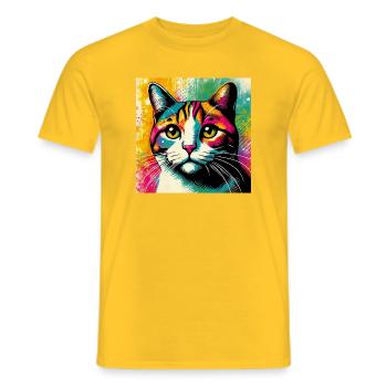 cat - Men's T-Shirt - yellow - Front - AI Model Male 178 dark (178cm)