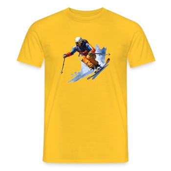 Skiing adventurer on snow - Men's T-Shirt - yellow - Front - AI Model Male 178 dark (178cm)
