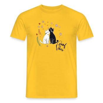 Chats joueurs avec des cœurs et des fleurs - T-shirt homme - jaune - Devant - AI Model Male 178 dark (178cm)