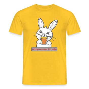 Cute bunny motif with drink - Men's T-Shirt - yellow - Front - AI Model Male 178 dark (178cm)