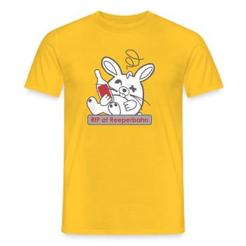 Lustiger Hasenschädel mit Flasche und Reeperbahn - Männer T-Shirt - Gelb - Vorne - AI Model Male 178 dark (178cm)