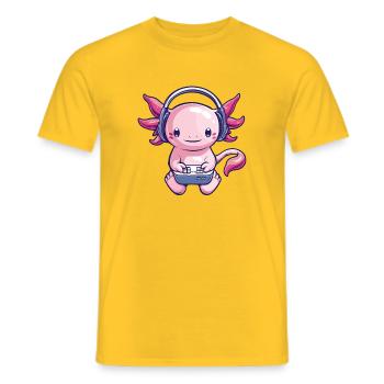 Creative Axolotl gaming - Men's T-Shirt - yellow - Front - AI Model Male 178 dark (178cm)