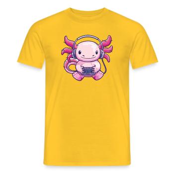 Cute Axolotl with Headphones - Men's T-Shirt - yellow - Front - AI Model Male 178 dark (178cm)