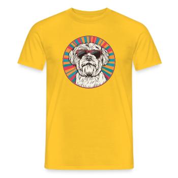 Casual dog with sunglasses - Men's T-Shirt - yellow - Front - AI Model Male 178 dark (178cm)