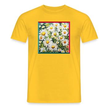 Embroidered Chamomile Floral Pattern Embroidery Garden - Men's T-Shirt - yellow - Front - AI Model Male 178 dark (178cm)