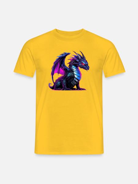 Neon dragon illustration on black - Men's T-Shirt - yellow