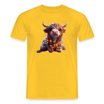 Cute cow with fairy lights - Men's T-Shirt - yellow - Front - AI Model Male 178 dark (178cm)