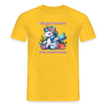 Himmlischer Garten Geflügeltes Einhorn - Männer T-Shirt - Gelb - Vorne - AI Model Male 178 dark (178cm)