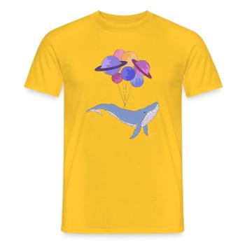 Space Whale - Men's T-Shirt - yellow - Front - AI Model Male 178 dark (178cm)