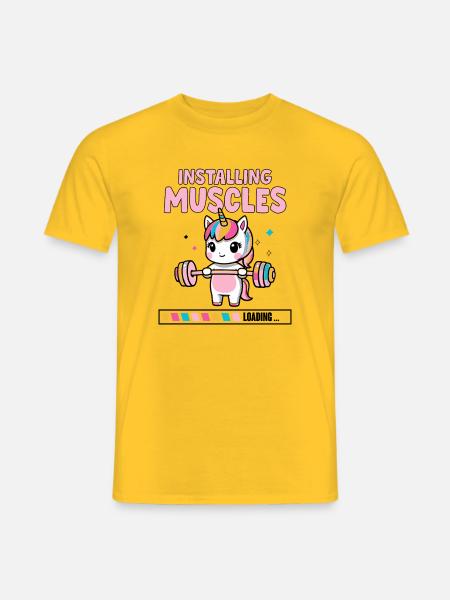 Einhorn Motivierendes Bodybuilding - Männer T-Shirt - Gelb