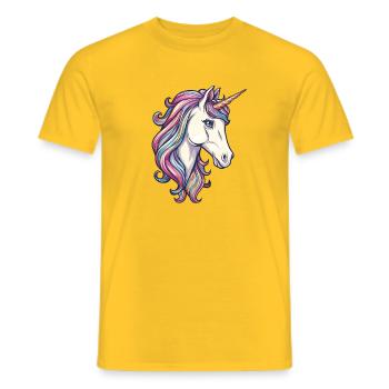Colorful unicorn with colored hair - Men's T-Shirt - yellow - Front - AI Model Male 178 dark (178cm)
